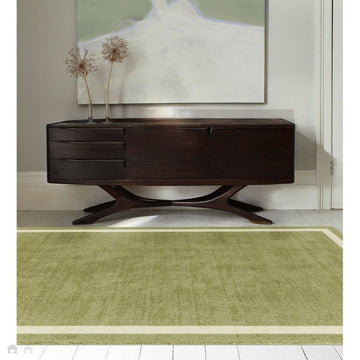 Albi Modern Plain Border Tonal Distressed Hand-Woven Textured Wool Low Profile Tip Sheared Short Pile Green Rug-Asiatic Carpets-Rug Love - The Most Loved Rug Store